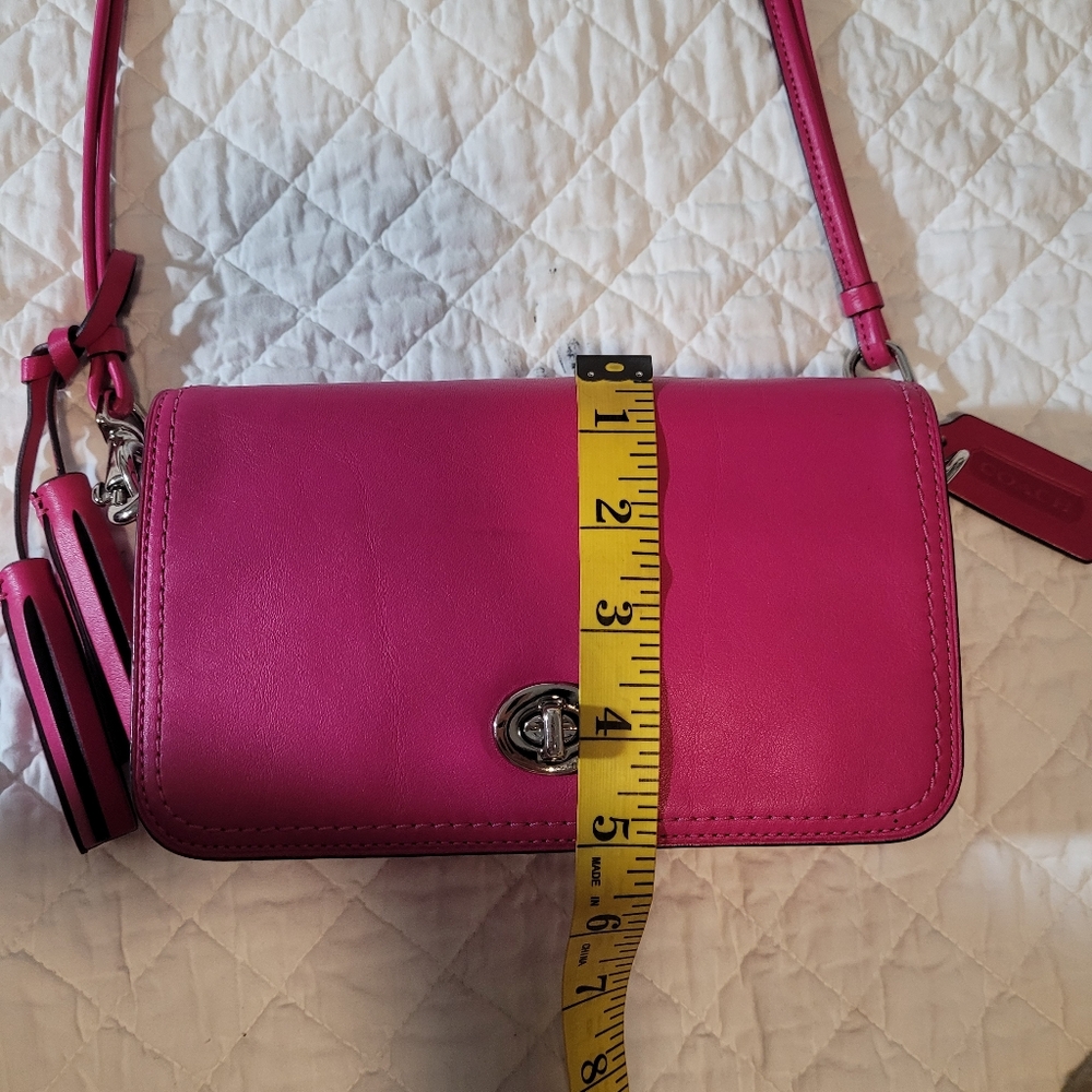 Coach Legacy 19914 Pink Leather Penny Crossbody Bag with Tassel and Handtag - Picture 11 of 13